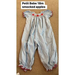 Petit Bebe smocked apples 18m romper
